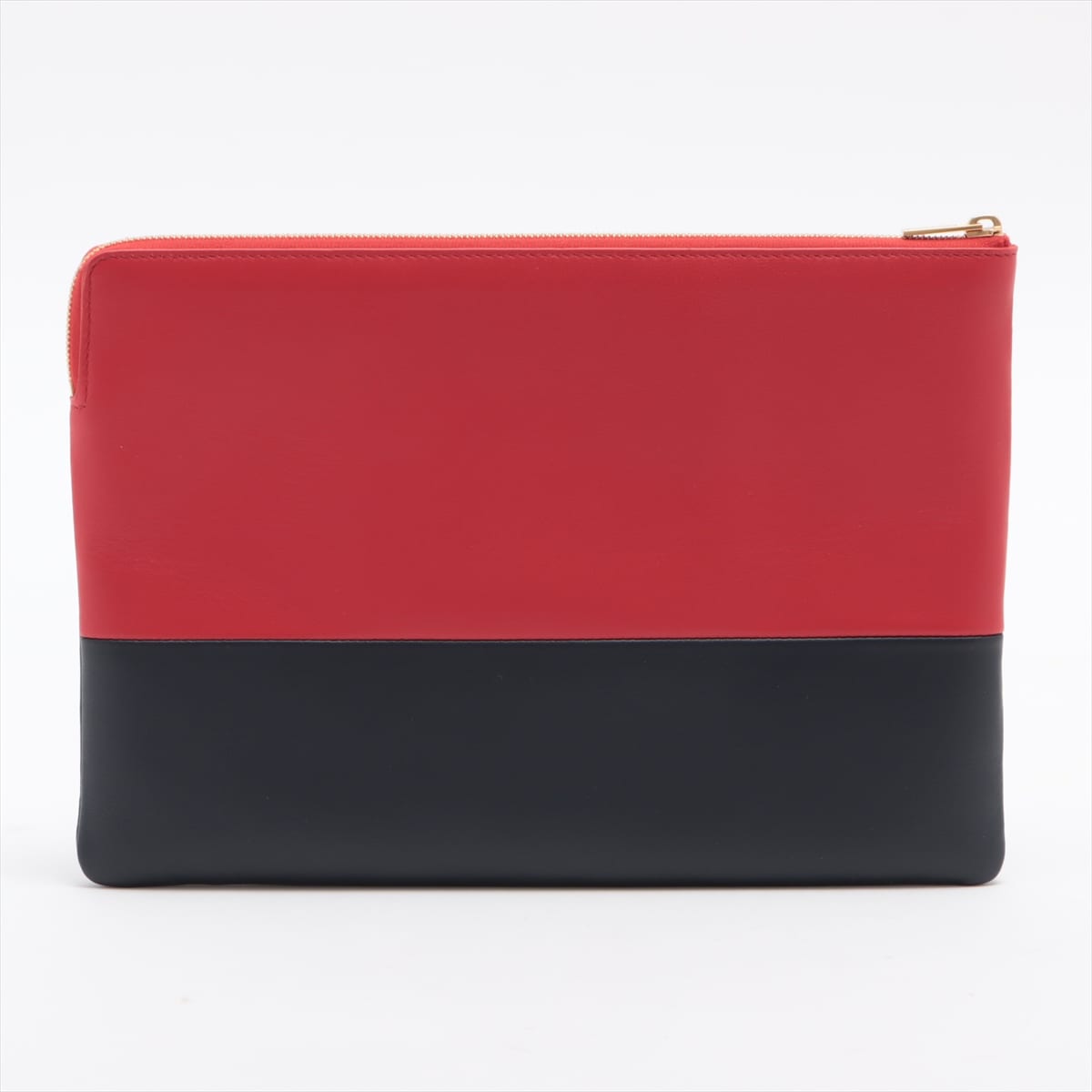 CELINE Leather Clutch bag Navy x red