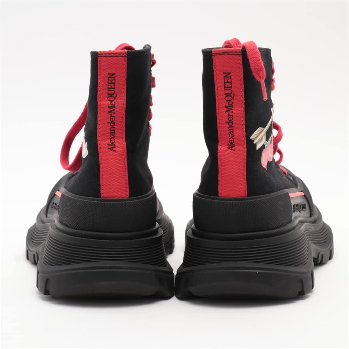 Alexander McQueen 21 years canvas Boots 35 Ladies' Red x Black tread slick TREAD SLICK Valentine capsule collection