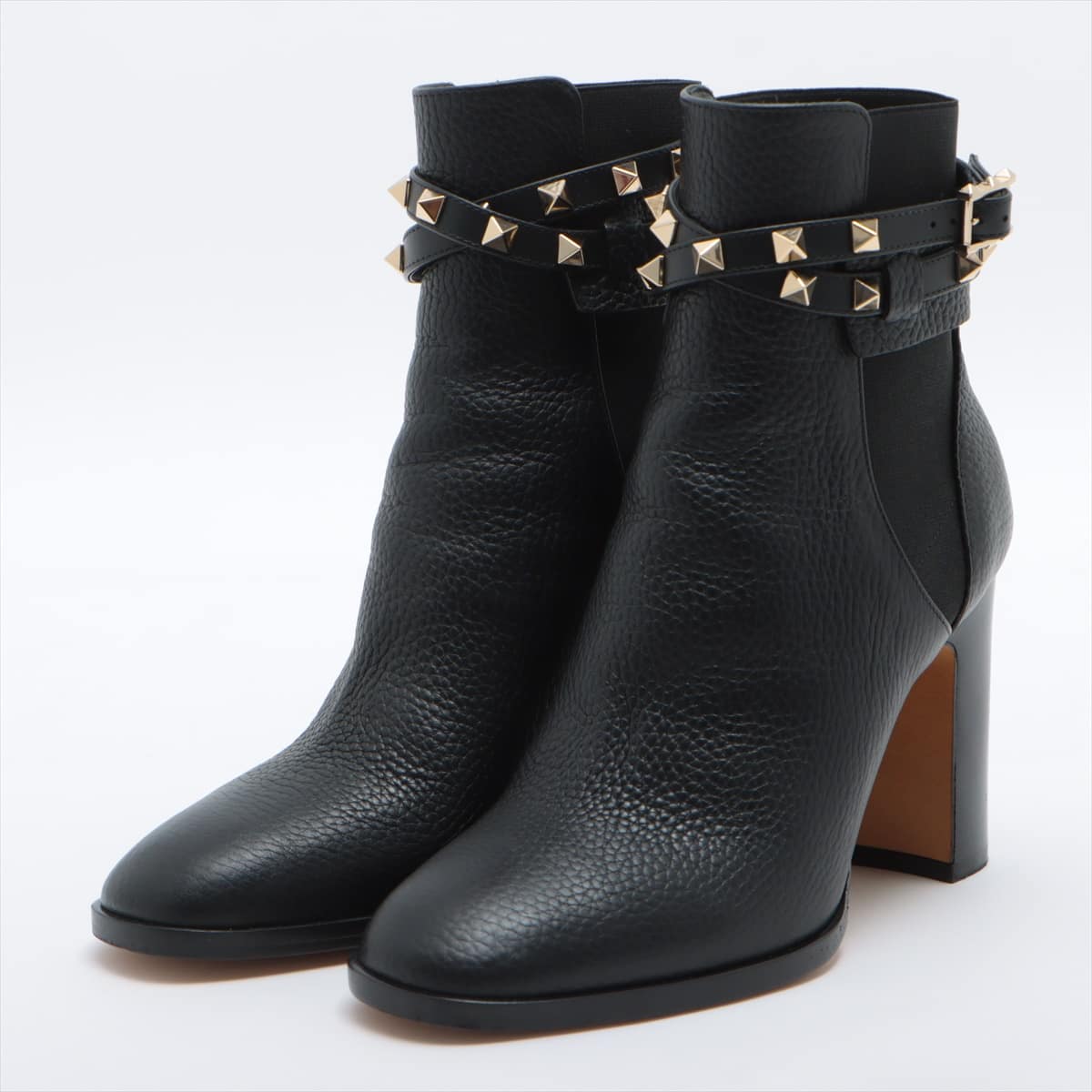 Valentino Garavani Rock Studs Leather Side Gore Boots 37 Ladies' Black
