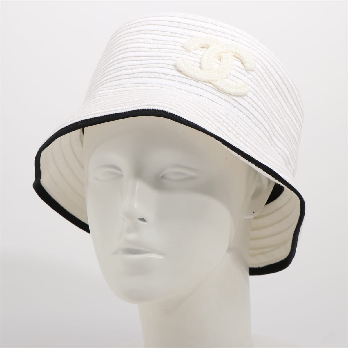 Chanel Coco Mark Hat Cotton & polyester White