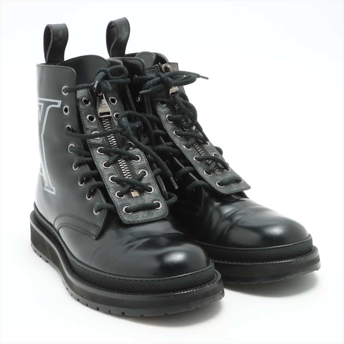 Louis Vuitton × fragment design VBlack ice line 18 years Leather Boots 7 1/2 Men's Black BM0138