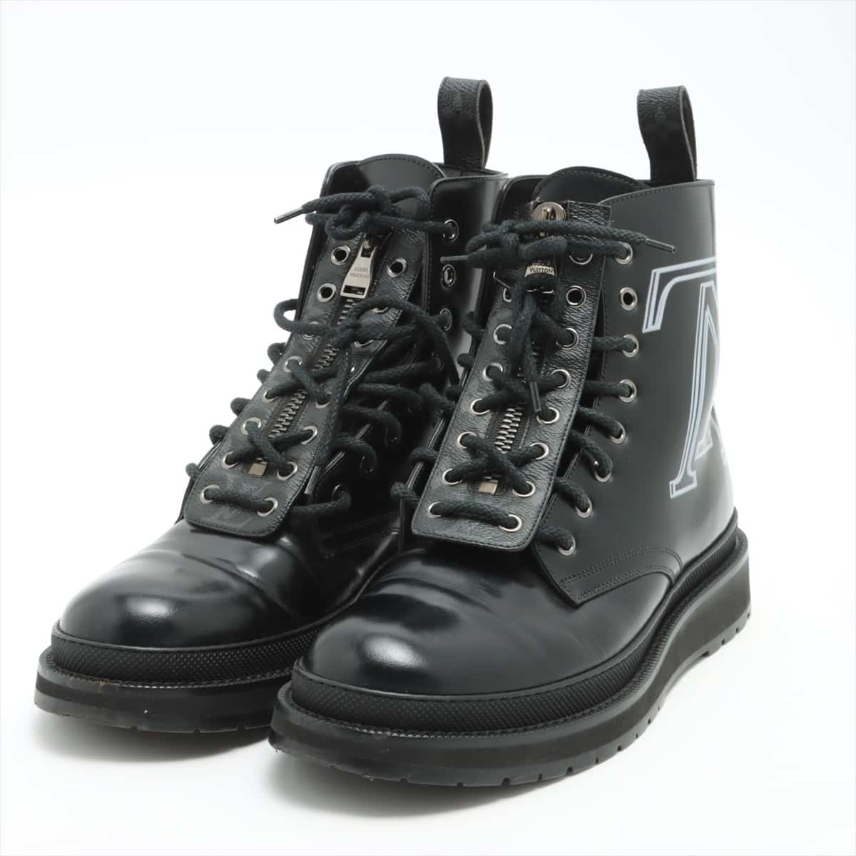 Louis Vuitton × fragment design VBlack ice line 18 years Leather Boots 7 1/2 Men's Black BM0138