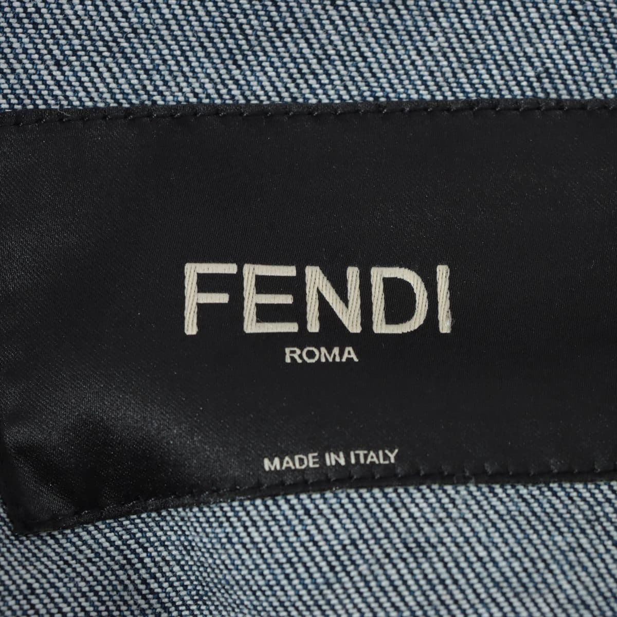 FENDI × FILA 18 years Cotton & polyurethane Denim jacket 48 Men's Blue indigo  FW0918 back logo