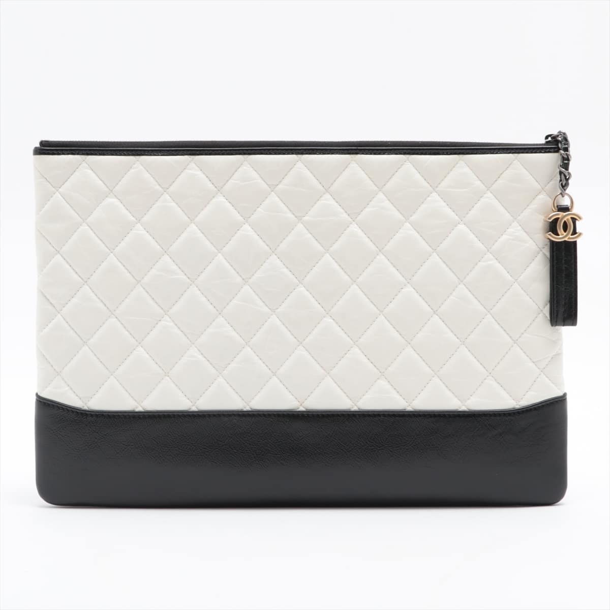 Chanel Gabrielle Doo Chanel Leather Clutch bag Black × White Gold x silver metal fittings 25XXXXXX