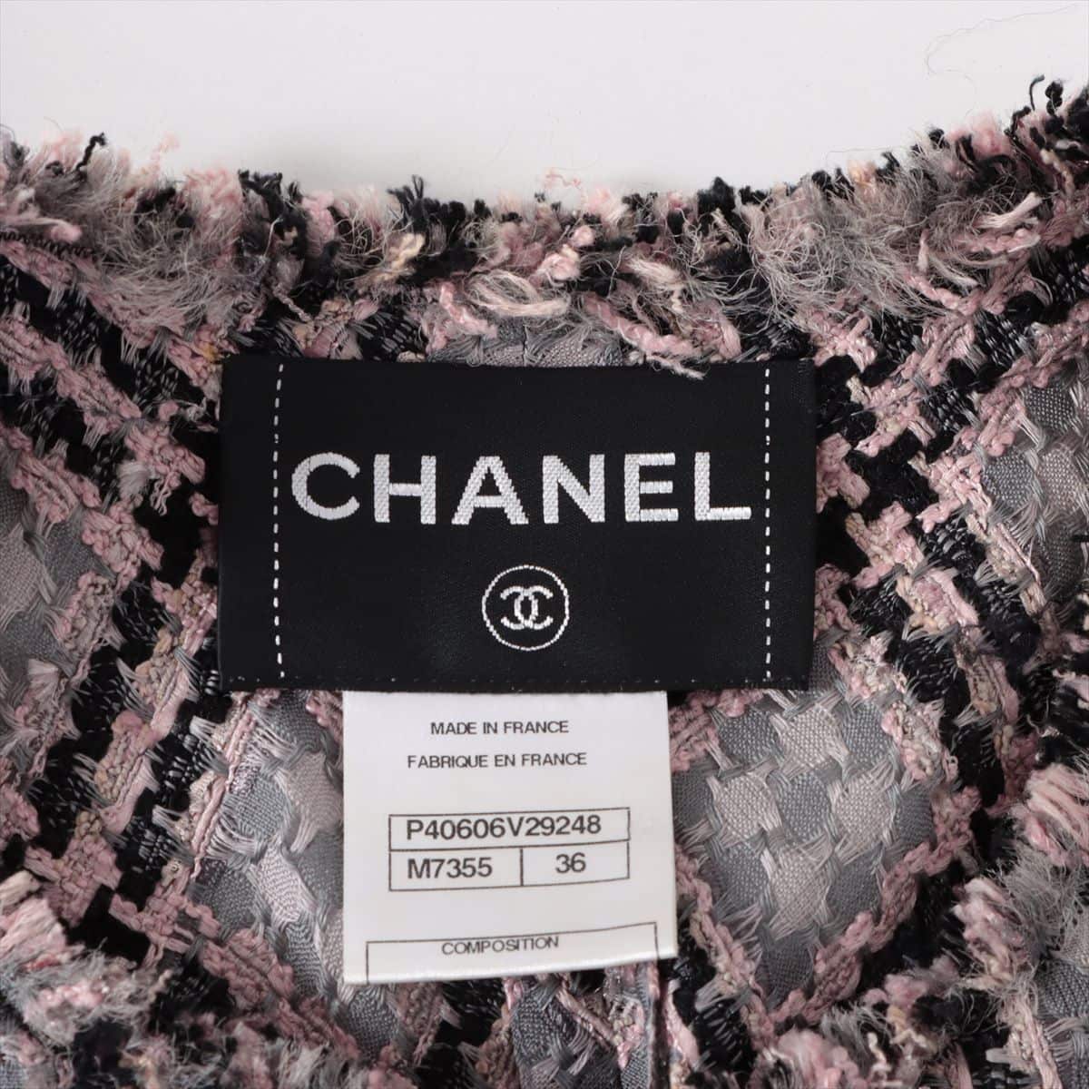 Chanel Coco Button P40 Tweed Setup 36 Ladies' Pink x gray