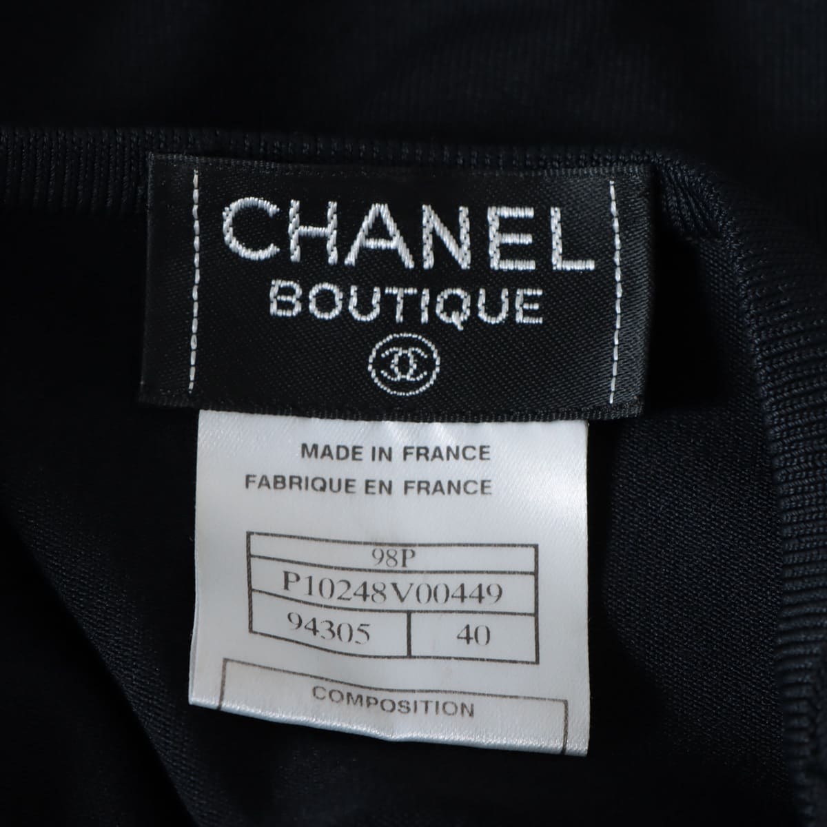 Chanel Coco Mark 98P Rayon T-shirt 40 Ladies' Black  cropped