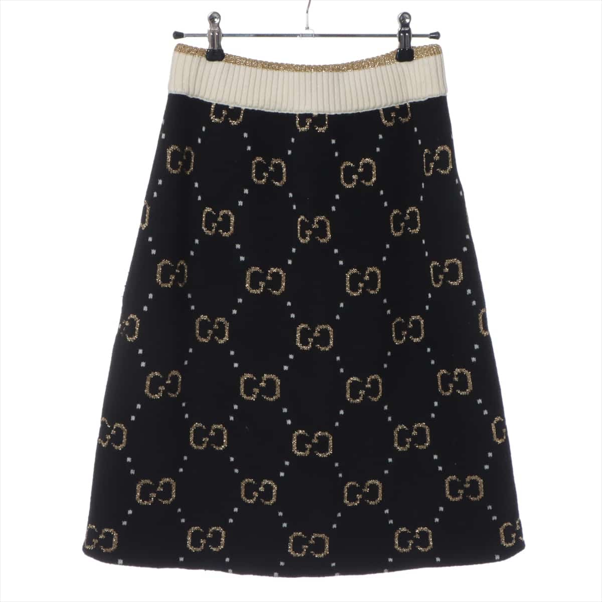 Gucci Wool & nylon Knit Skirt S Ladies' Black×Gold  579865