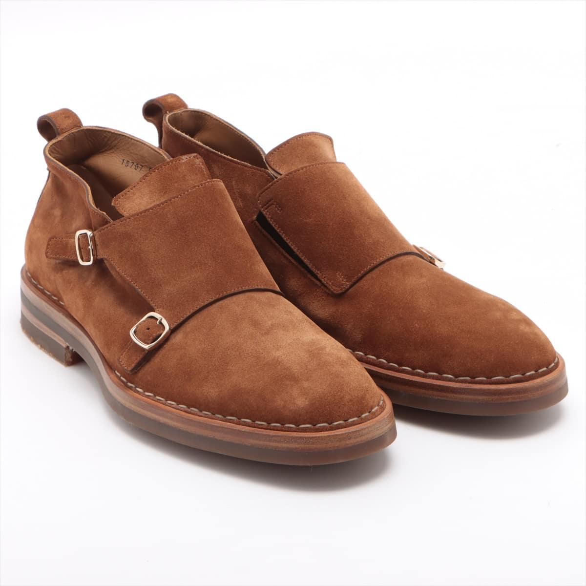 Santoni Suede Shoes 10 Men's Brown 15707 double monk strap shoes