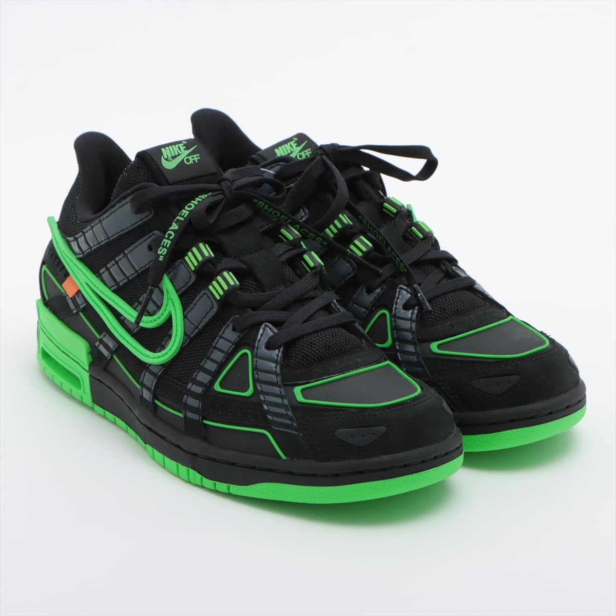NIKE × OFF-WHITE Leather x fabric Sneakers 8 Men's Green x black CU6015-001 Air Rubber Dunk Green Strike