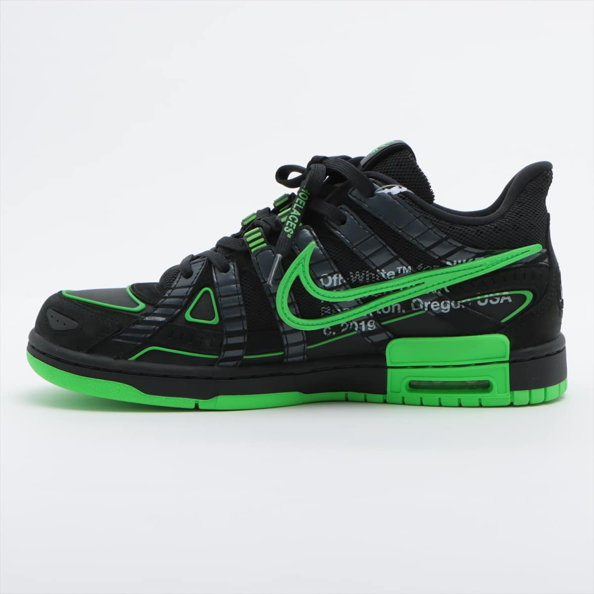 NIKE × OFF-WHITE Leather x fabric Sneakers 8 Men's Green x black CU6015-001 Air Rubber Dunk Green Strike