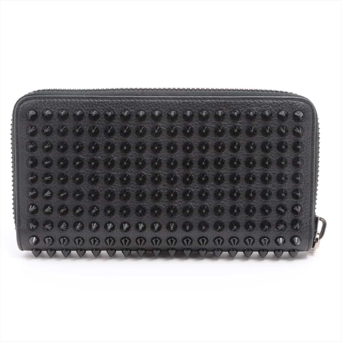 Christian Louboutin Panettone Spike Studs Leather Round-Zip-Wallet Black