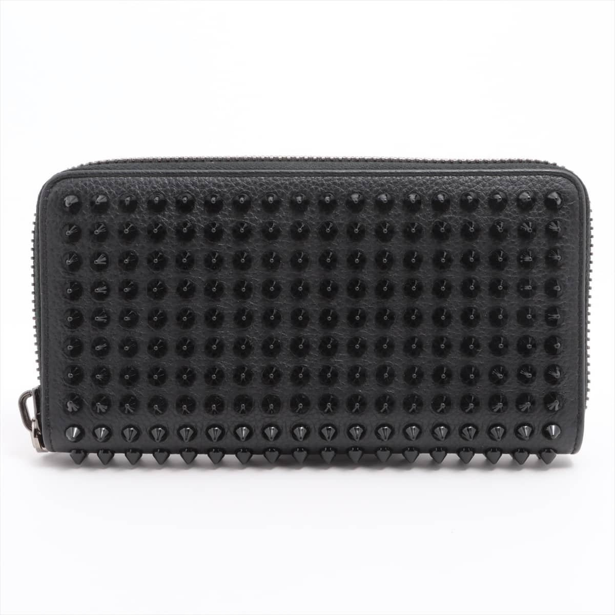 Christian Louboutin Panettone Spike Studs Leather Round-Zip-Wallet Black