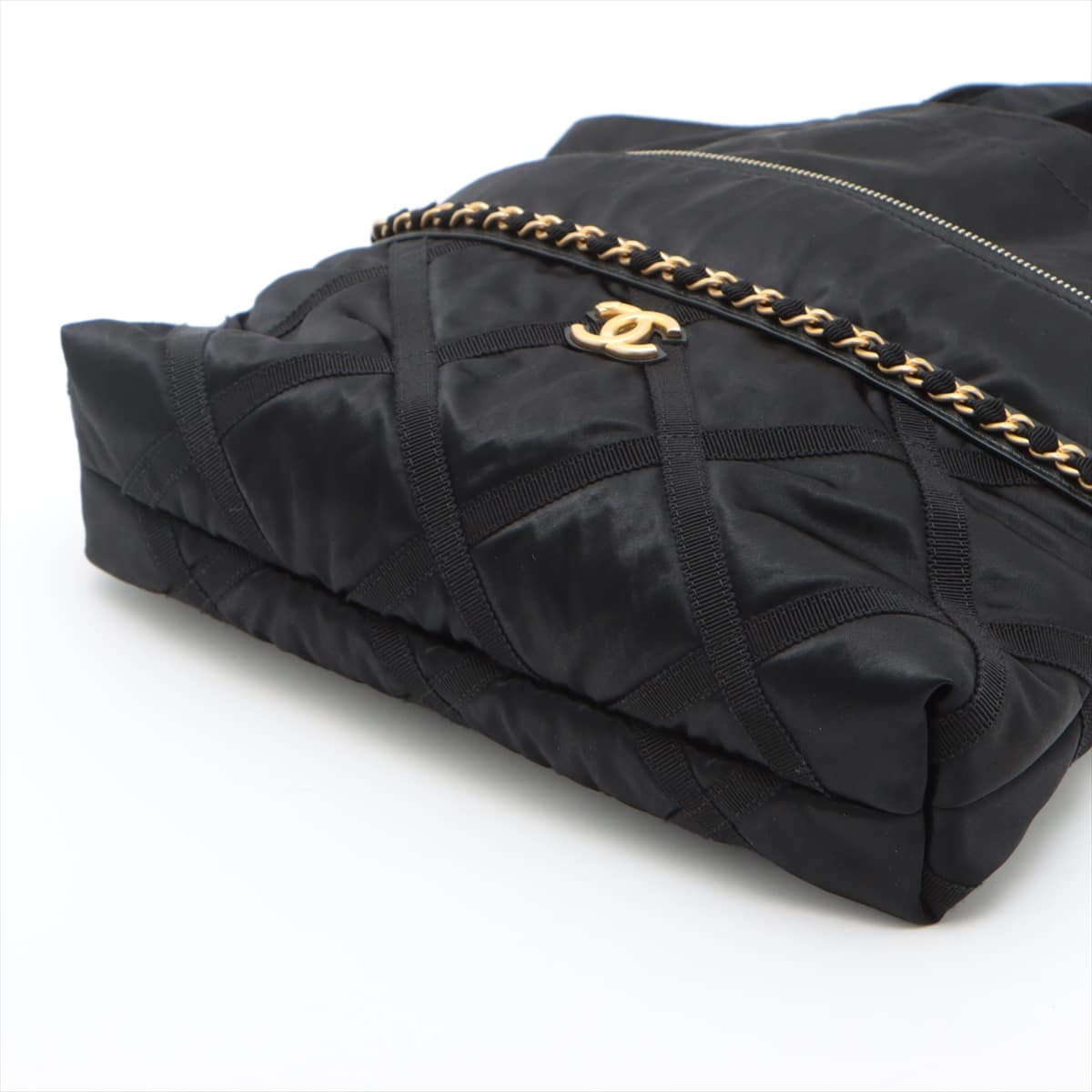 Chanel Coco Mark Nylon Tote bag Clutch AP2676 Black Gold Metal fittings 31st