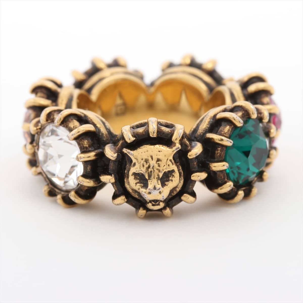 Gucci Tiger Head rings GP×inestone bronze