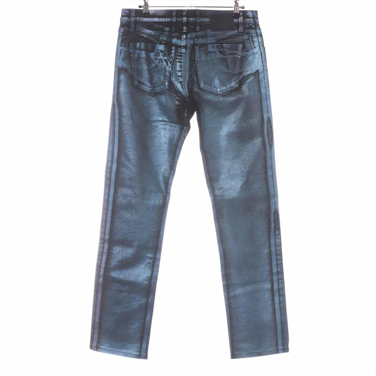 Gucci 09 Cotton & polyurethane Denim pants 46 Men's Blue x black  217499 glitter coating