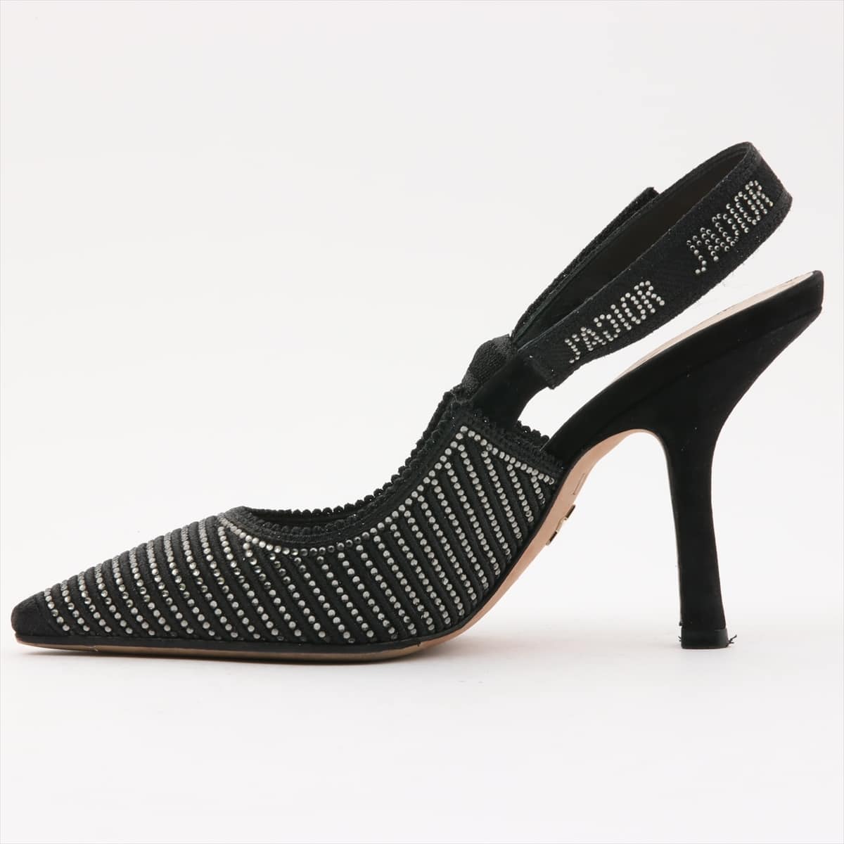 Christian Dior J'ADIOR Cotton & leather Pumps 35D Ladies' Black slingback Rhinestone