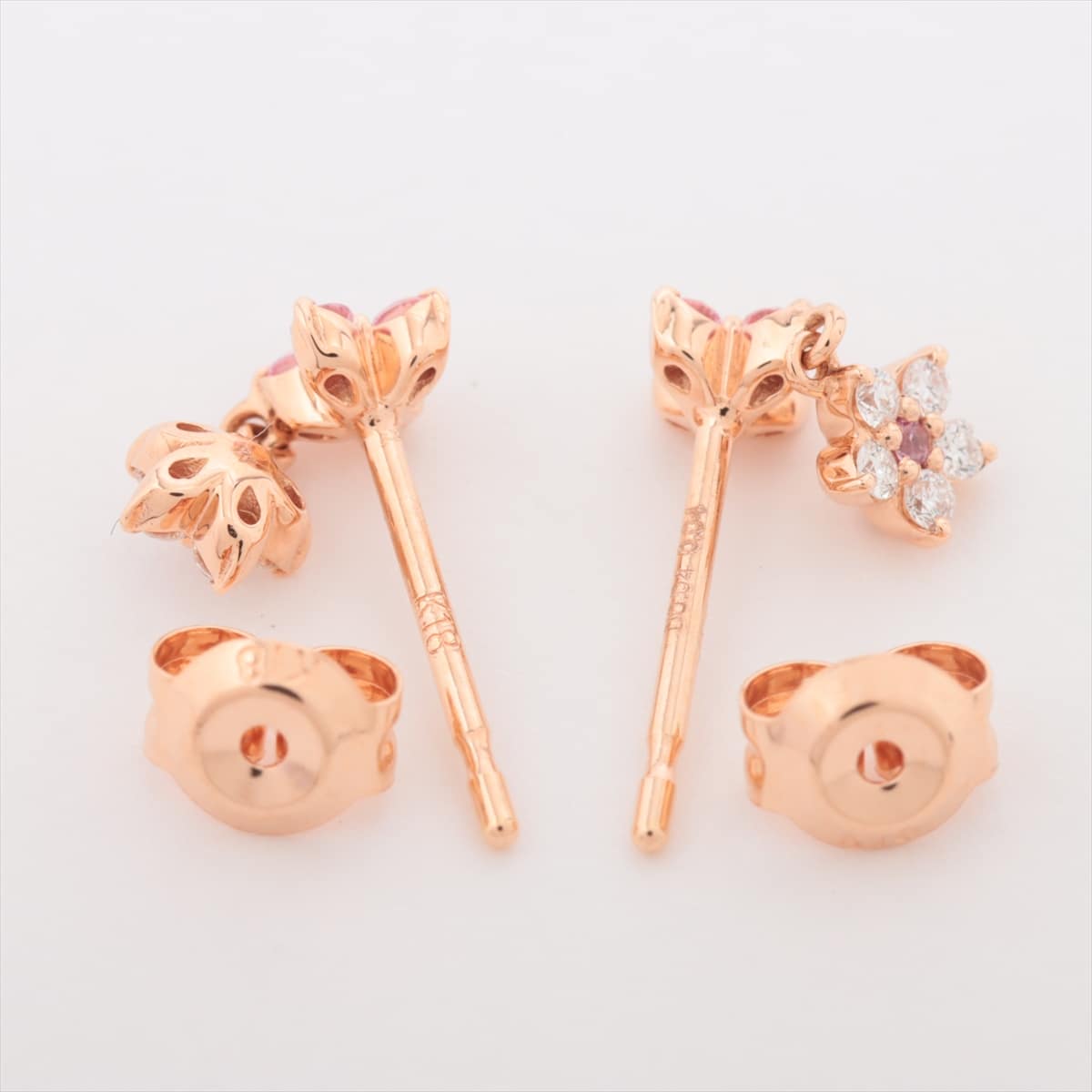 Ponte Vecchio diamond Pink sapphire Piercing jewelry K18(PG) 1.0g D0.04 0.04 D0.04 0.04