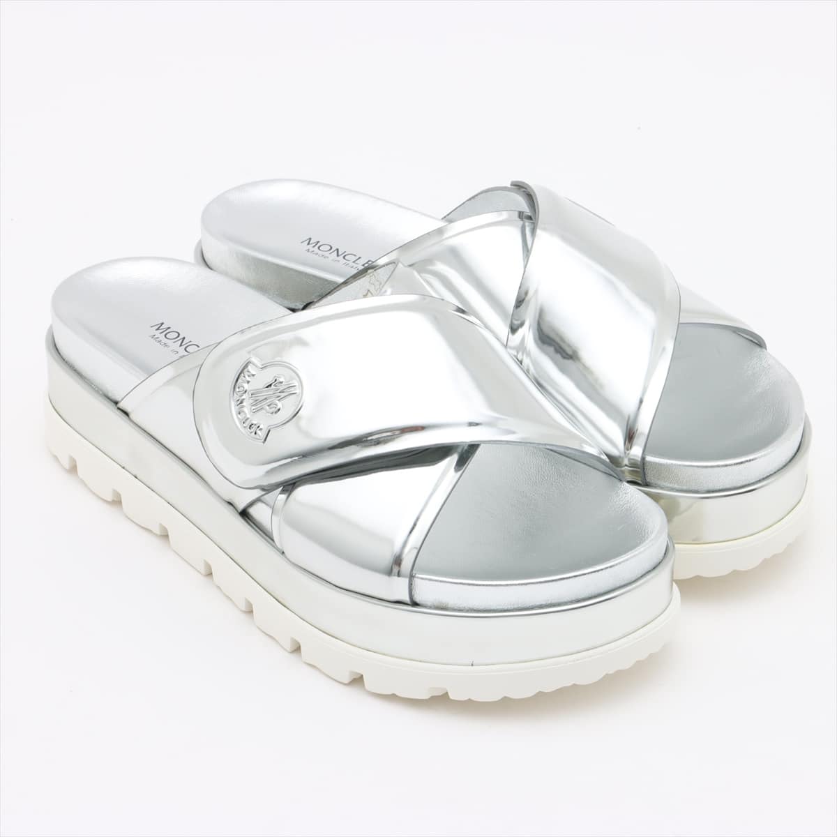 Moncler Leather Sandals 38 Ladies' Silver platforms