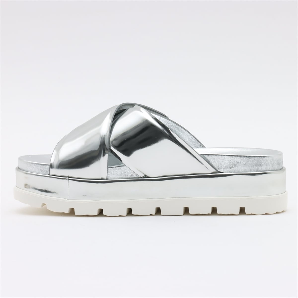 Moncler Leather Sandals 38 Ladies' Silver platforms