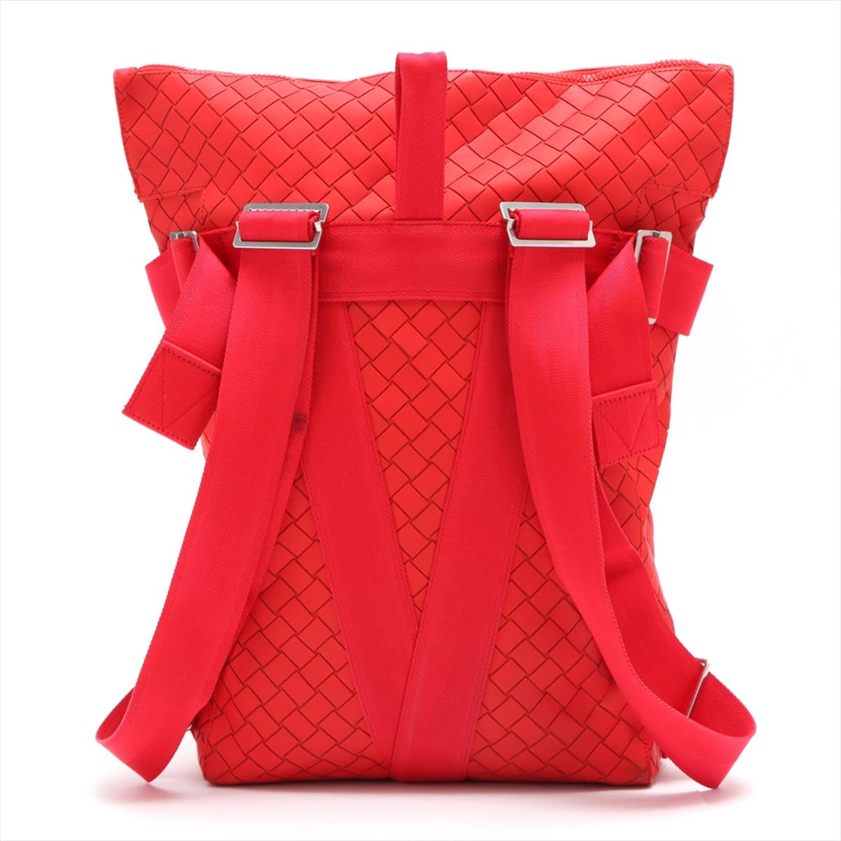 Bottega Veneta Intrecciato Rubber Backpack Red