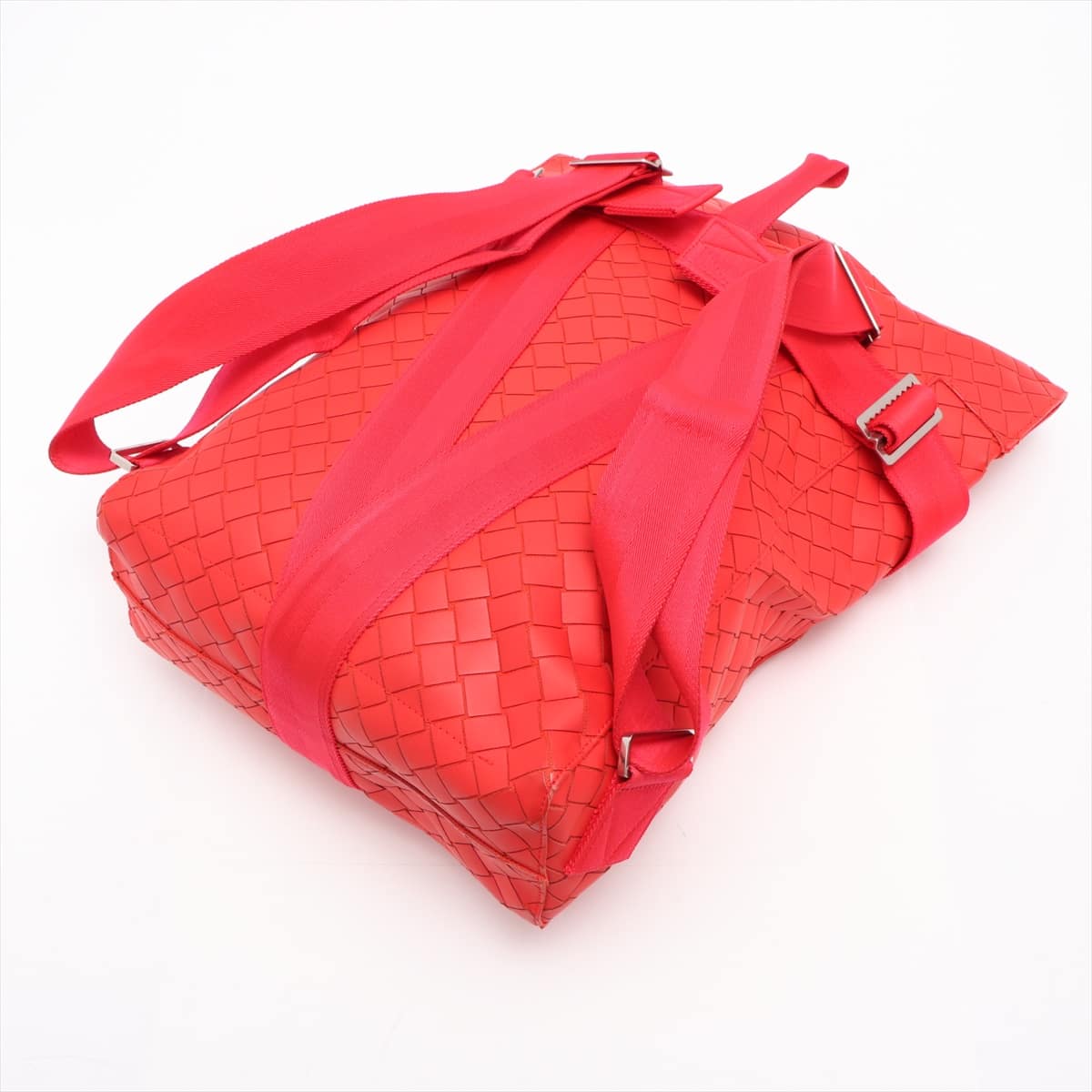 Bottega Veneta Intrecciato Rubber Backpack Red