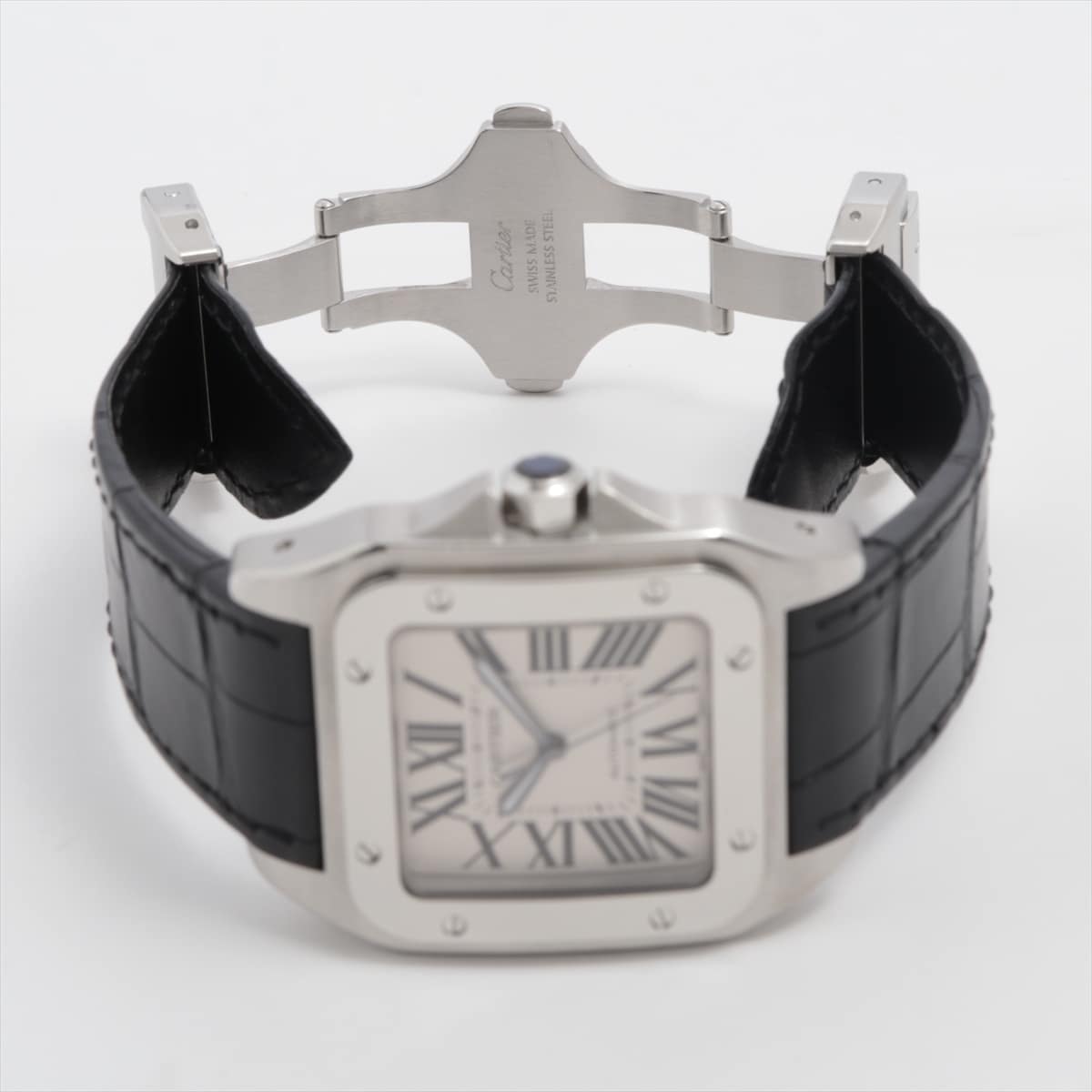 Cartier Santos 100LM W20073X8 SS & leather AT Silver-Face