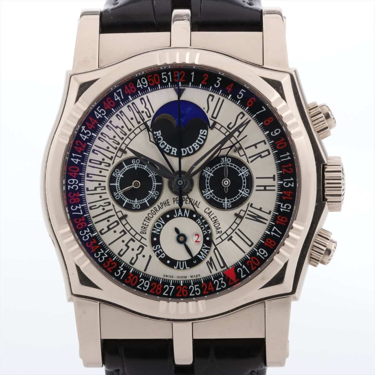 Roger Dubuis sympathy PERPETUAL CALENDAR S43.5610.03.53 750 & leather AT Silver-Face