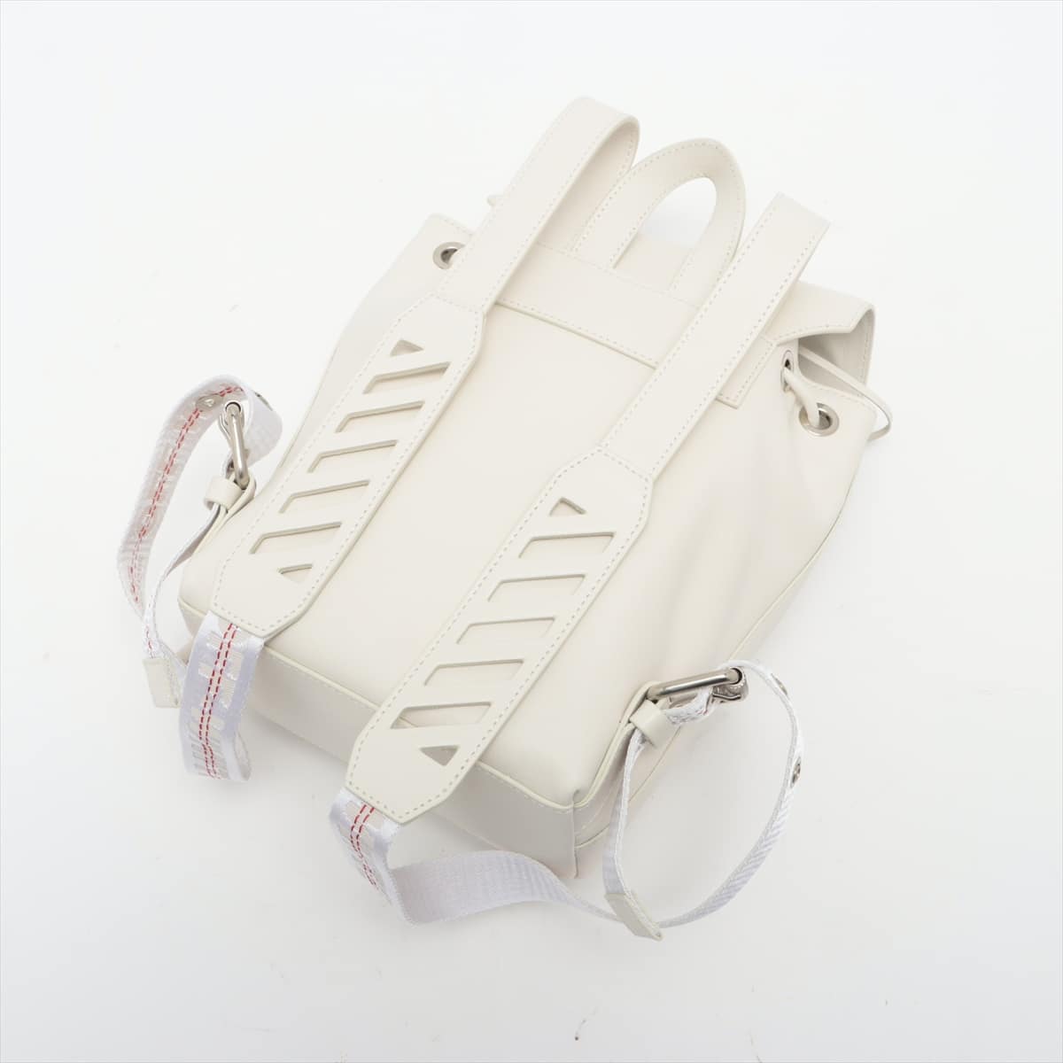 Off-White Diag Binder Leather Backpack White