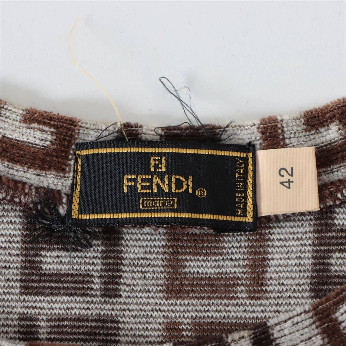 Fendi ZUCCa Cotton & nylon Sleeveless dress 42 Ladies' Gray x brown  pile fabric