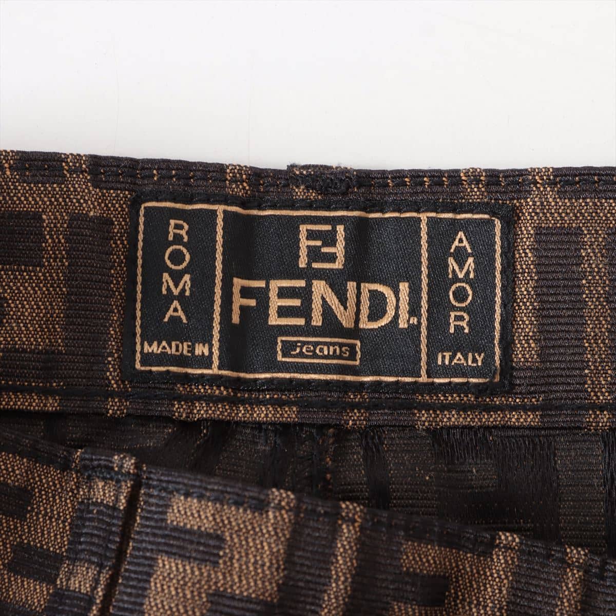 Fendi ZUCCa Cotton & polyester Short pants I40 Ladies' Black × Brown