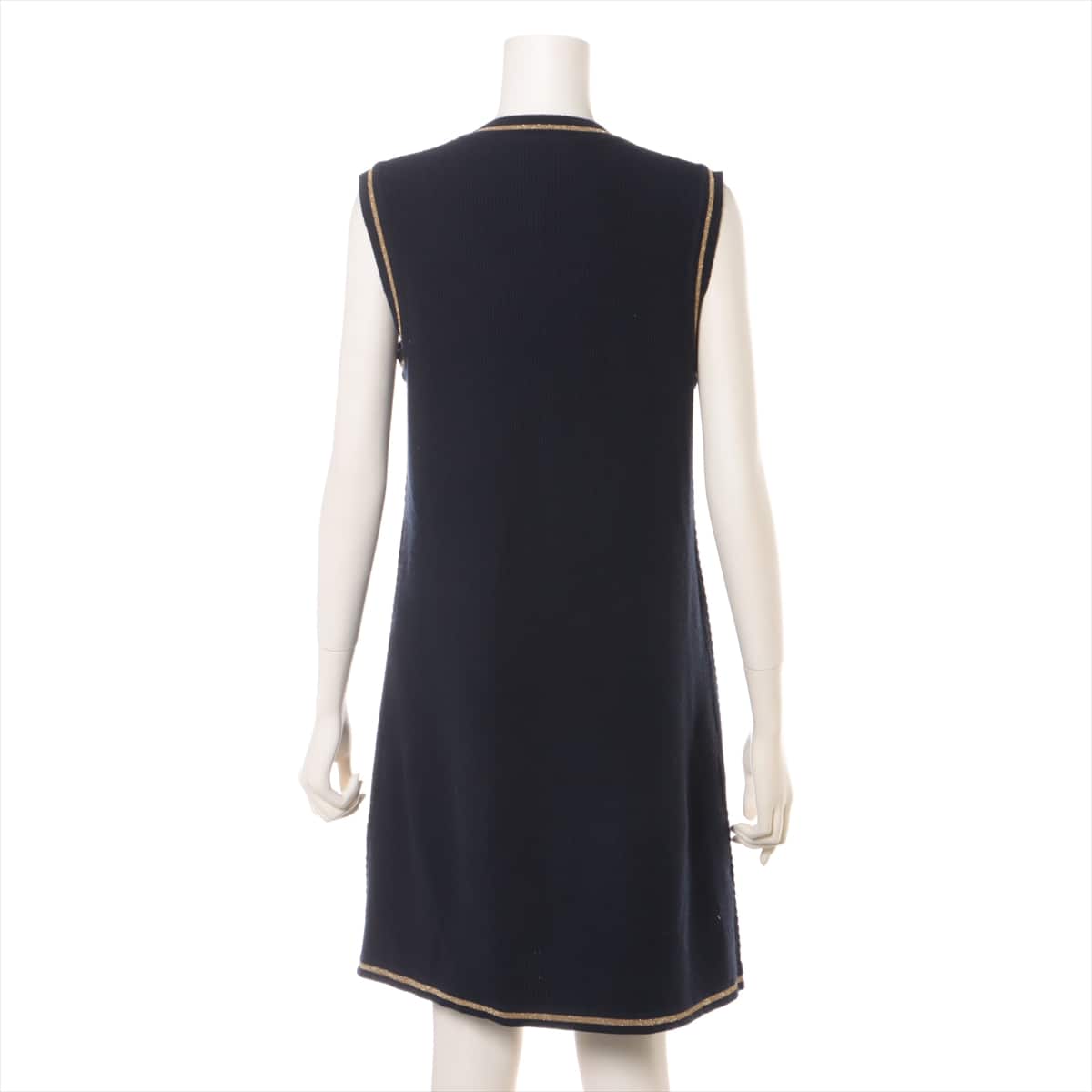Gucci GG Cotton & wool Knit dress S Ladies' Navy blue Missing belt 658350 Chain