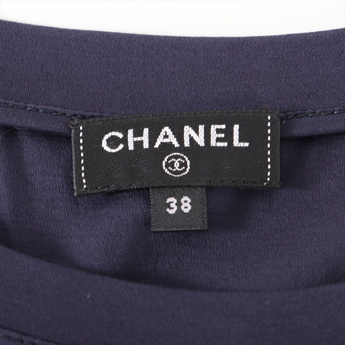Chanel Coco Button 17AW Cotton T-shirt 38 Ladies' Navy blue  P57 Gabrielle