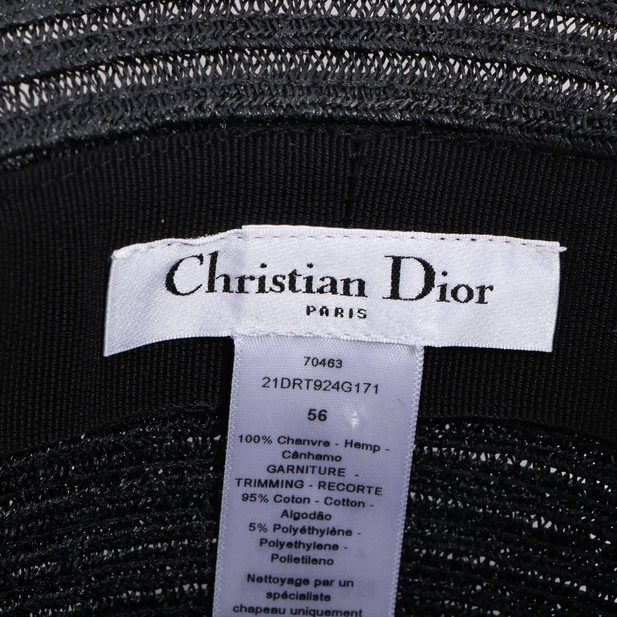Christian Dior Logo Hat Straw Black