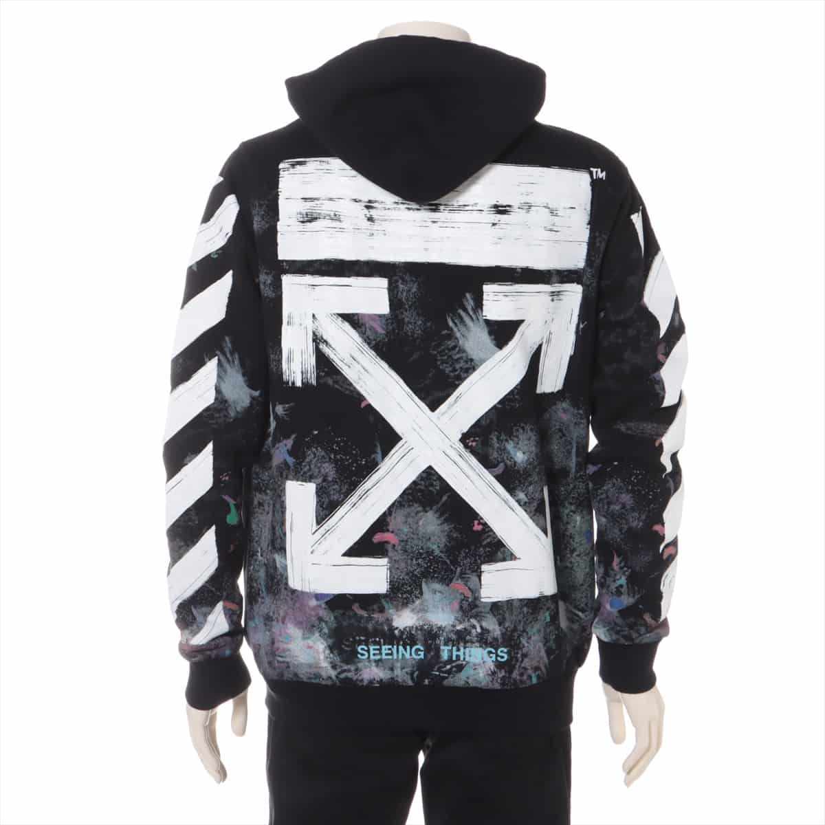 Off-White 17AW Cotton Parker XS Men's Black   Diag Galaxy Brushed Zip Hoodie OMBB003F17619030