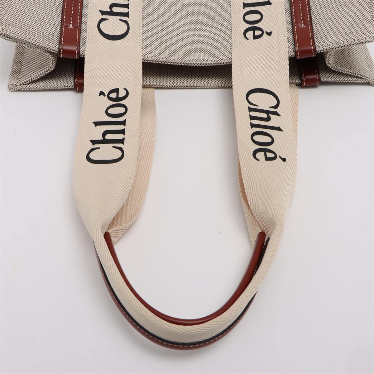 Chloe woody Medium Canvas & leather Tote bag Beige