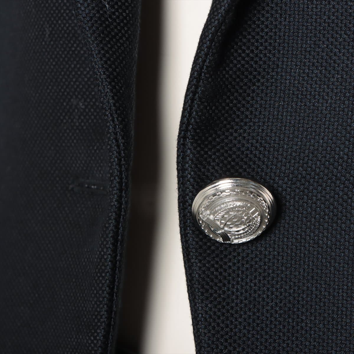Balmain Cotton & silk Jacket 36 Ladies' Navy blue  silver button
