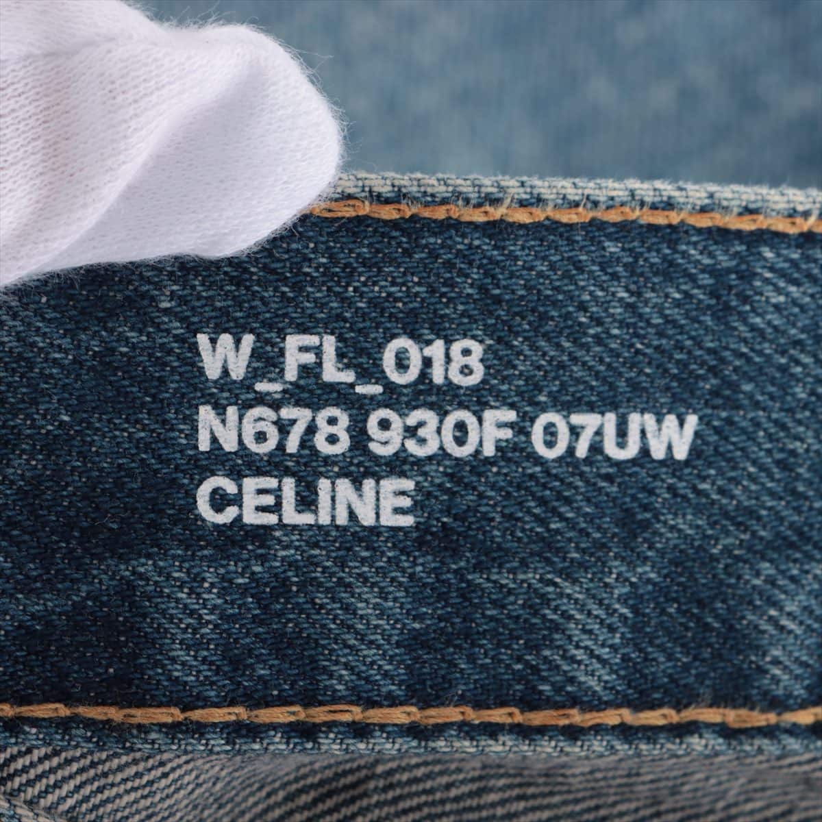 CELINE Triomphe Cotton Denim pants 28 Ladies' Blue  Damage processing Chain