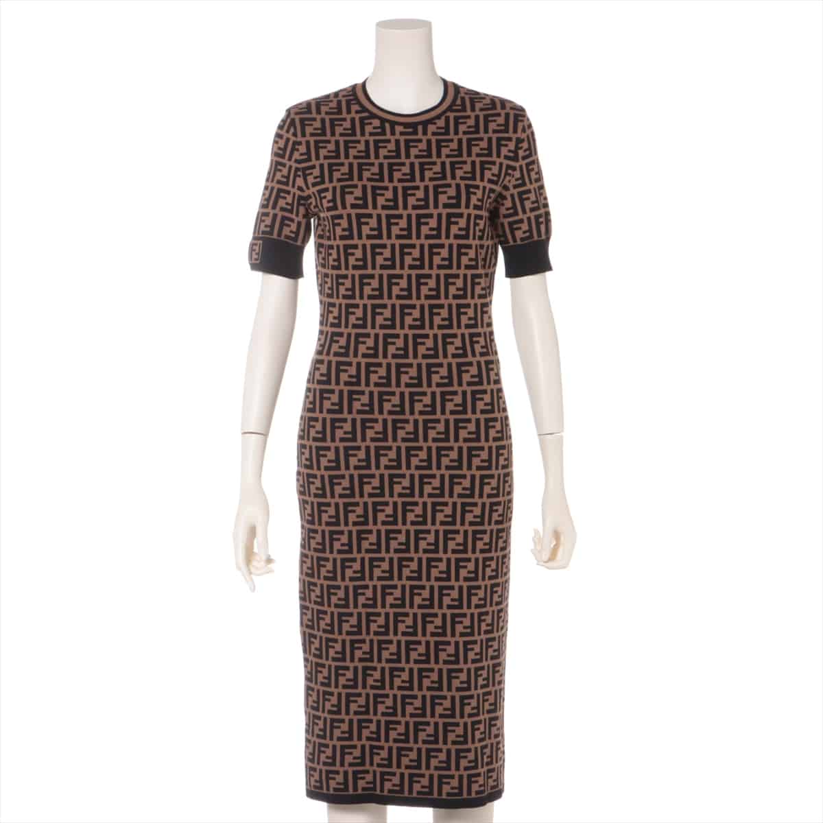 Fendi ZUCCa 18 years Polyester × Rayon Knit dress 38 Ladies' Black × Brown  FZD753