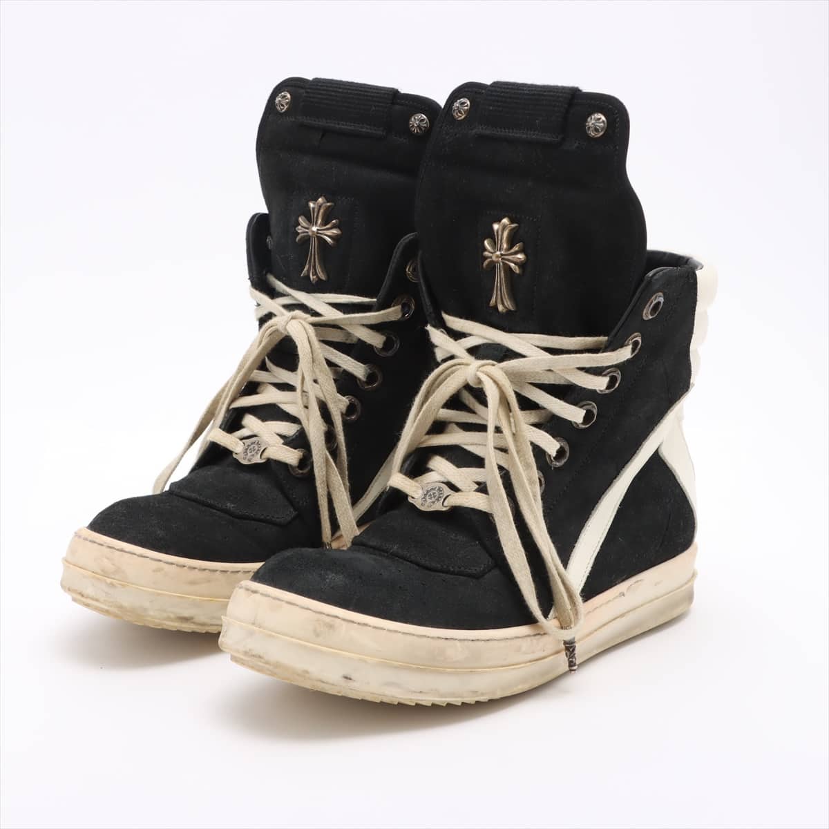 Chrome Hearts x Rick Owens Geobasket Sneakers Suede & leather black x white 37 Comes with a replacement string