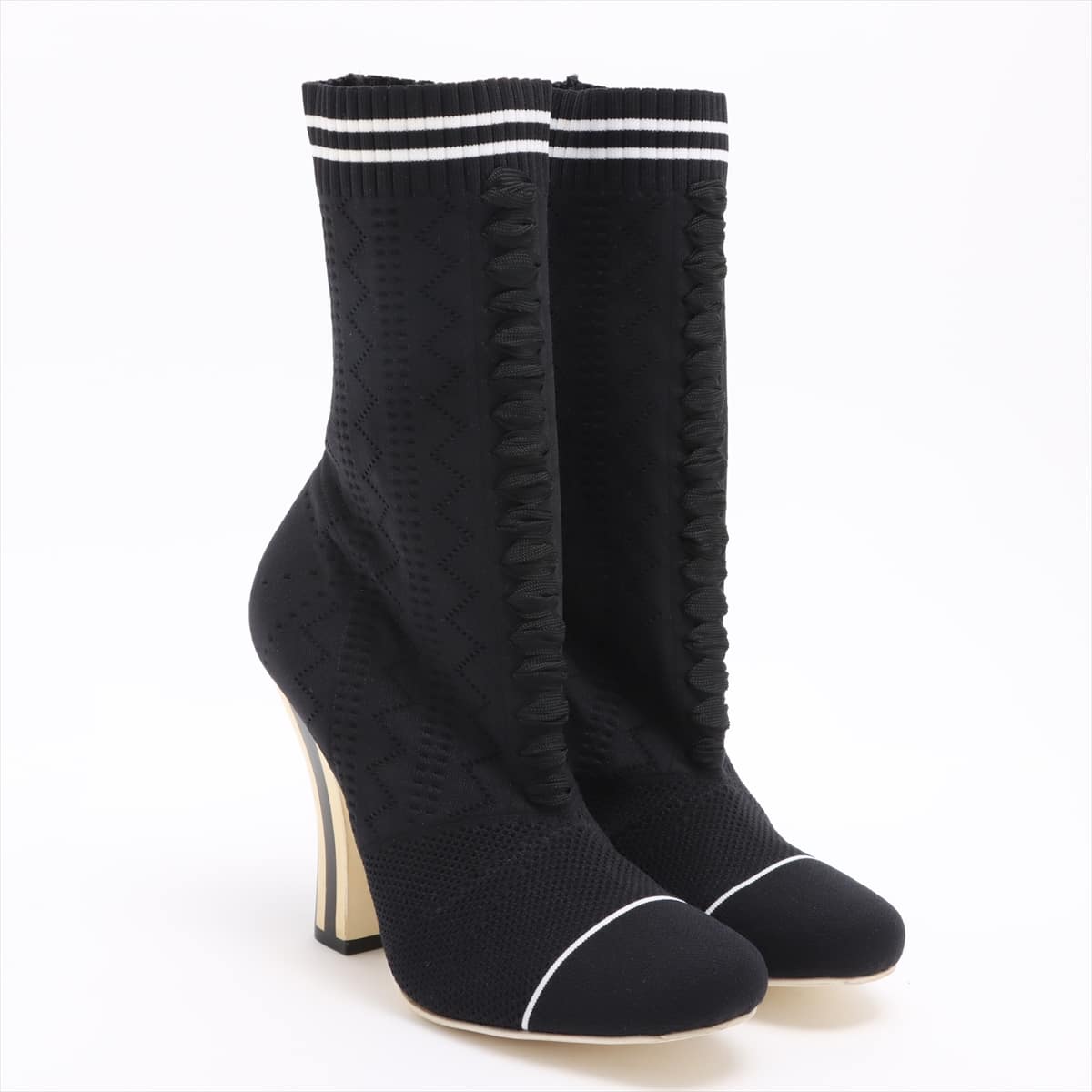 Fendi Knit SOCK BOOTS 40 Ladies' Black