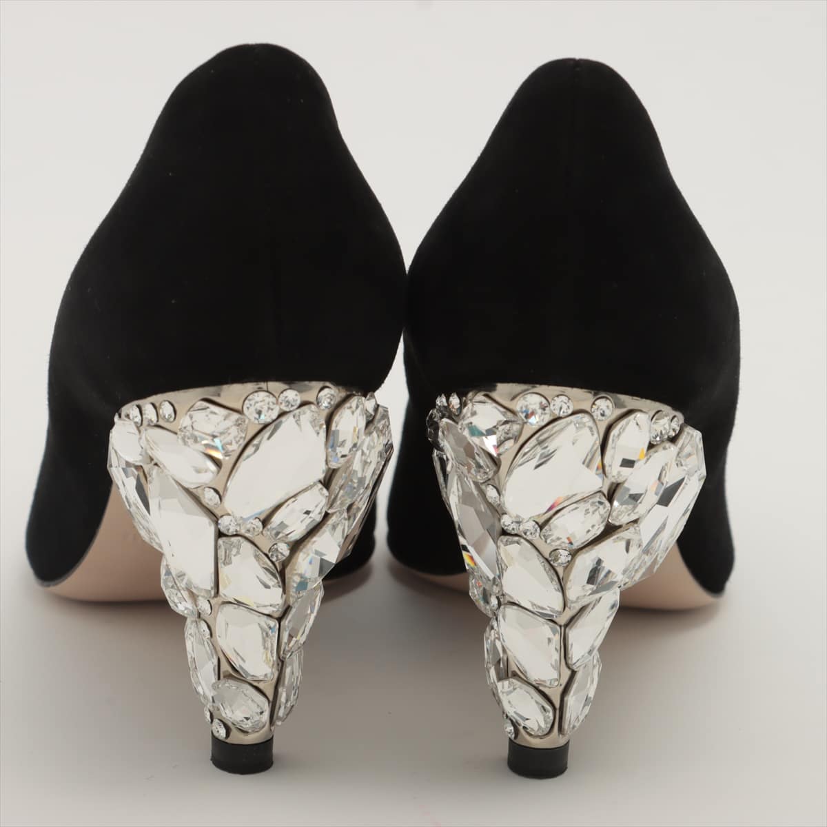 Miu Miu Suede Pumps 35 Ladies' Black crystal heels Bijou