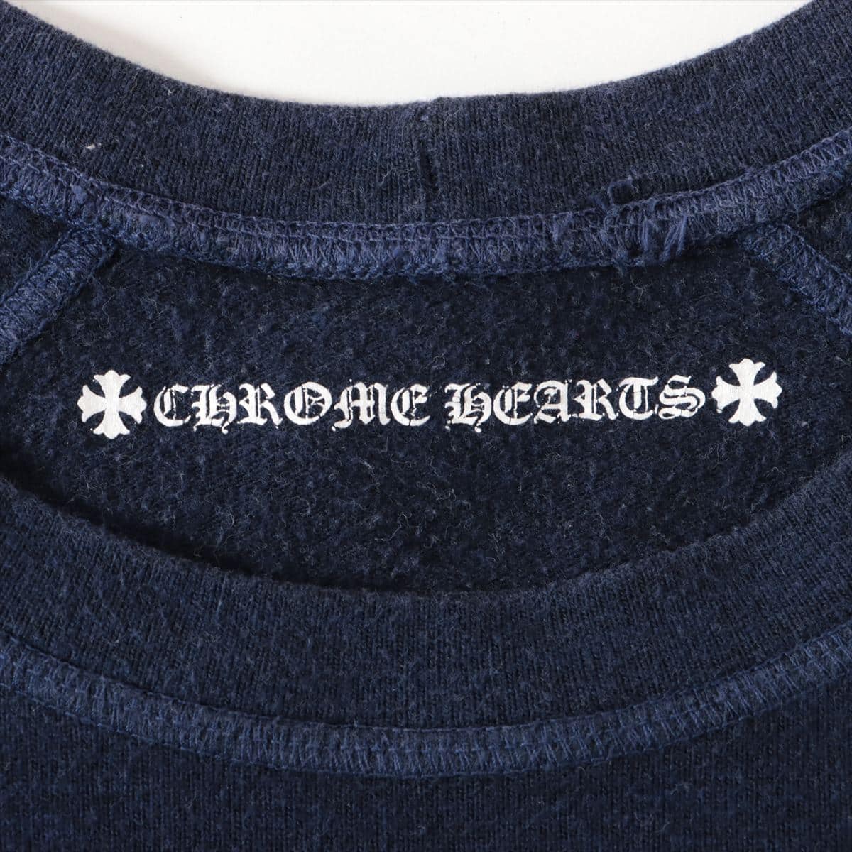 Chrome Hearts Cut and sew Cotton & polyester S Navy blue striped heart print short sleeve sweatshirt
