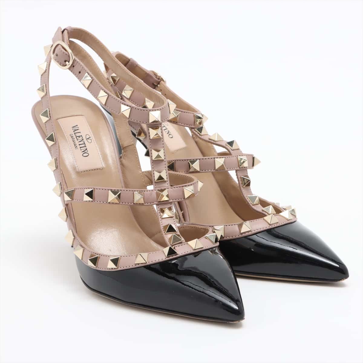 Valentino Garavani Leather & patent Pumps 38 Ladies' black x beige There is a lift change Spare studs available