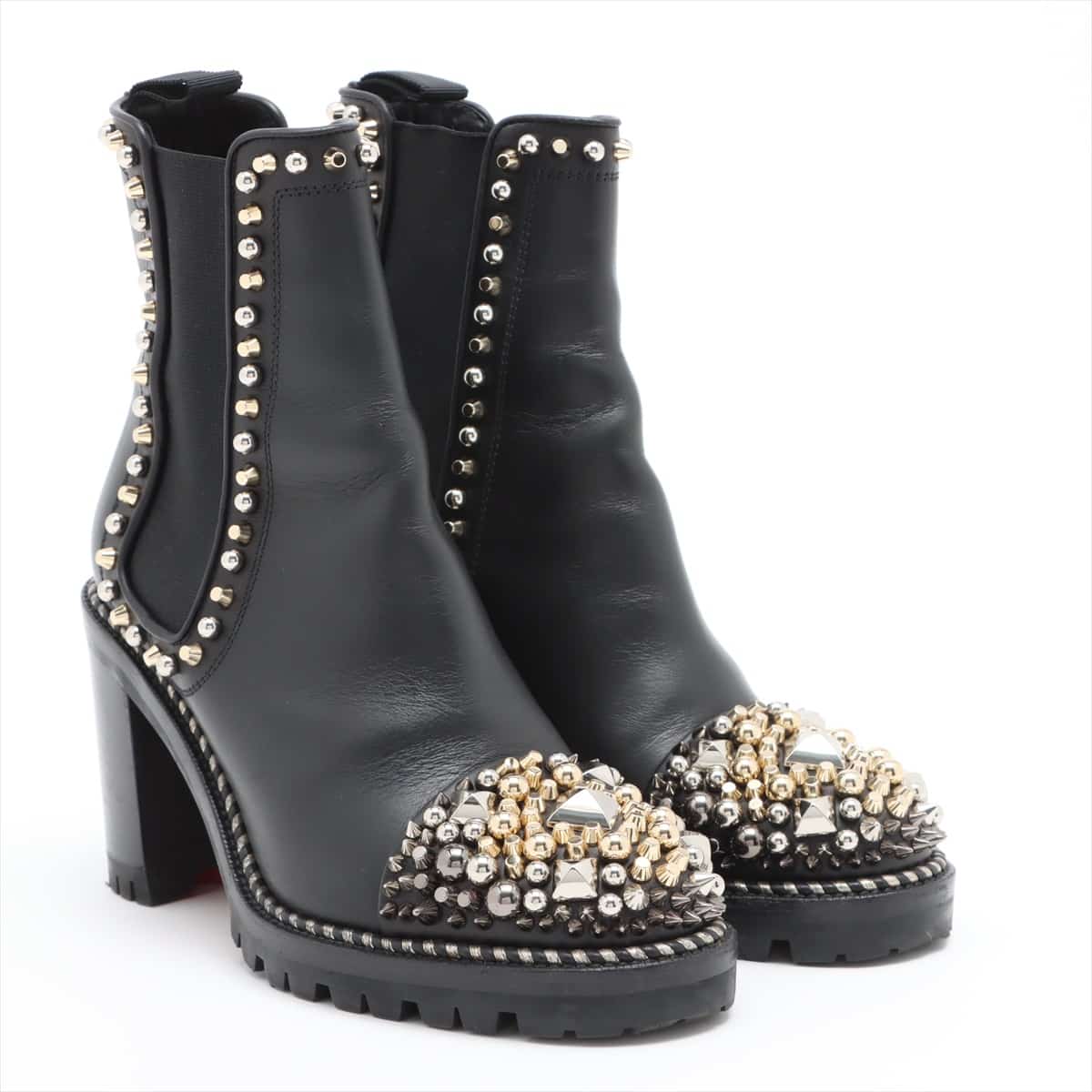 Christian Louboutin calf Side Gore Boots 35 Ladies' Black Chasse A Clou Studs
