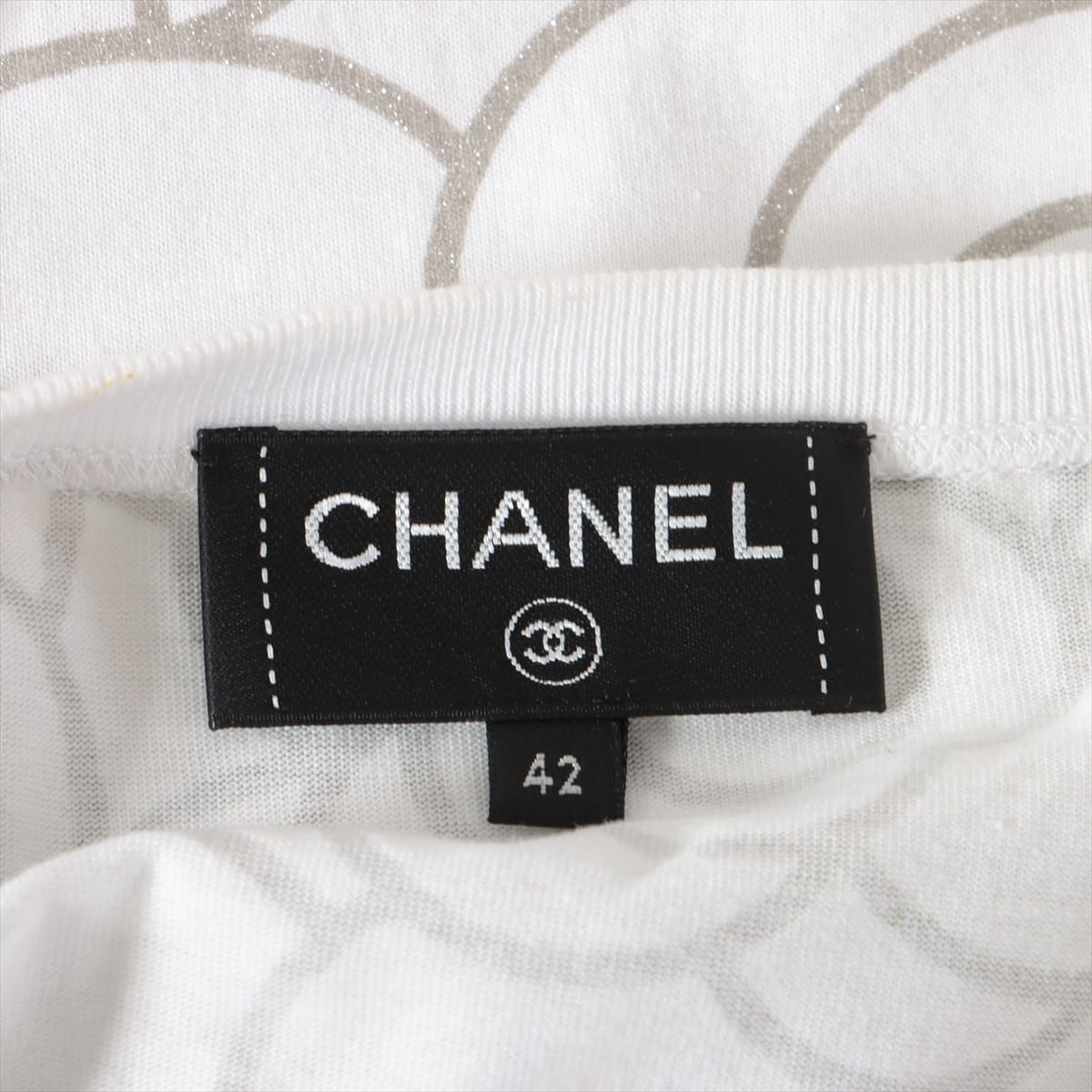 Chanel Coco Button P59 Cotton T-shirt 42 Ladies' White  Camelia