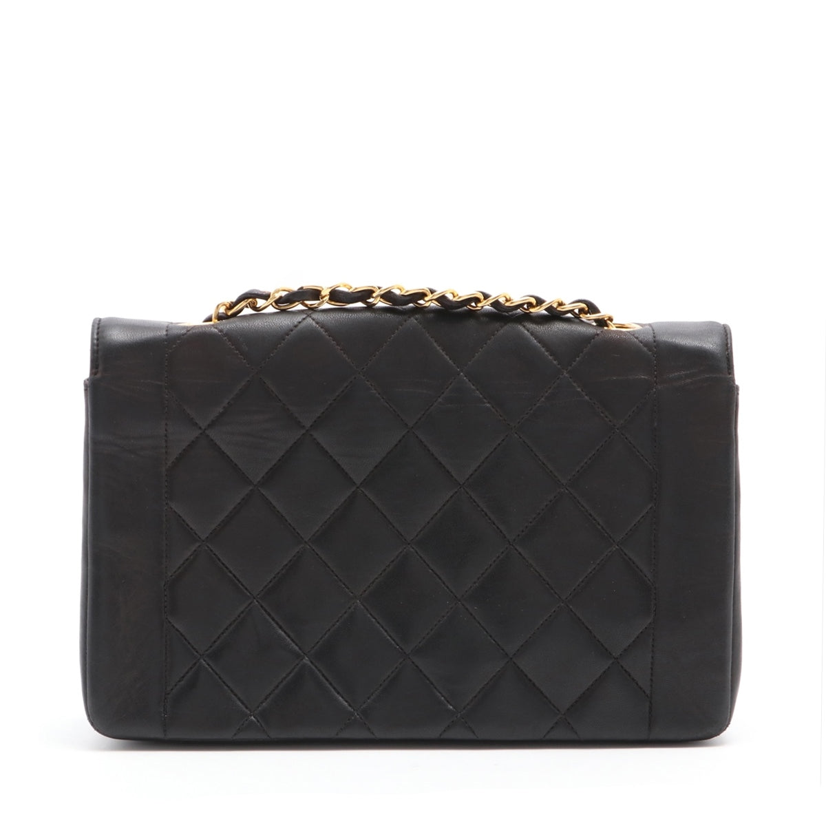 Chanel Matelasse Lambskin Single Flap Single Chain Bag Diana Flap Black Gold Metal Fittings 2XXXXXX