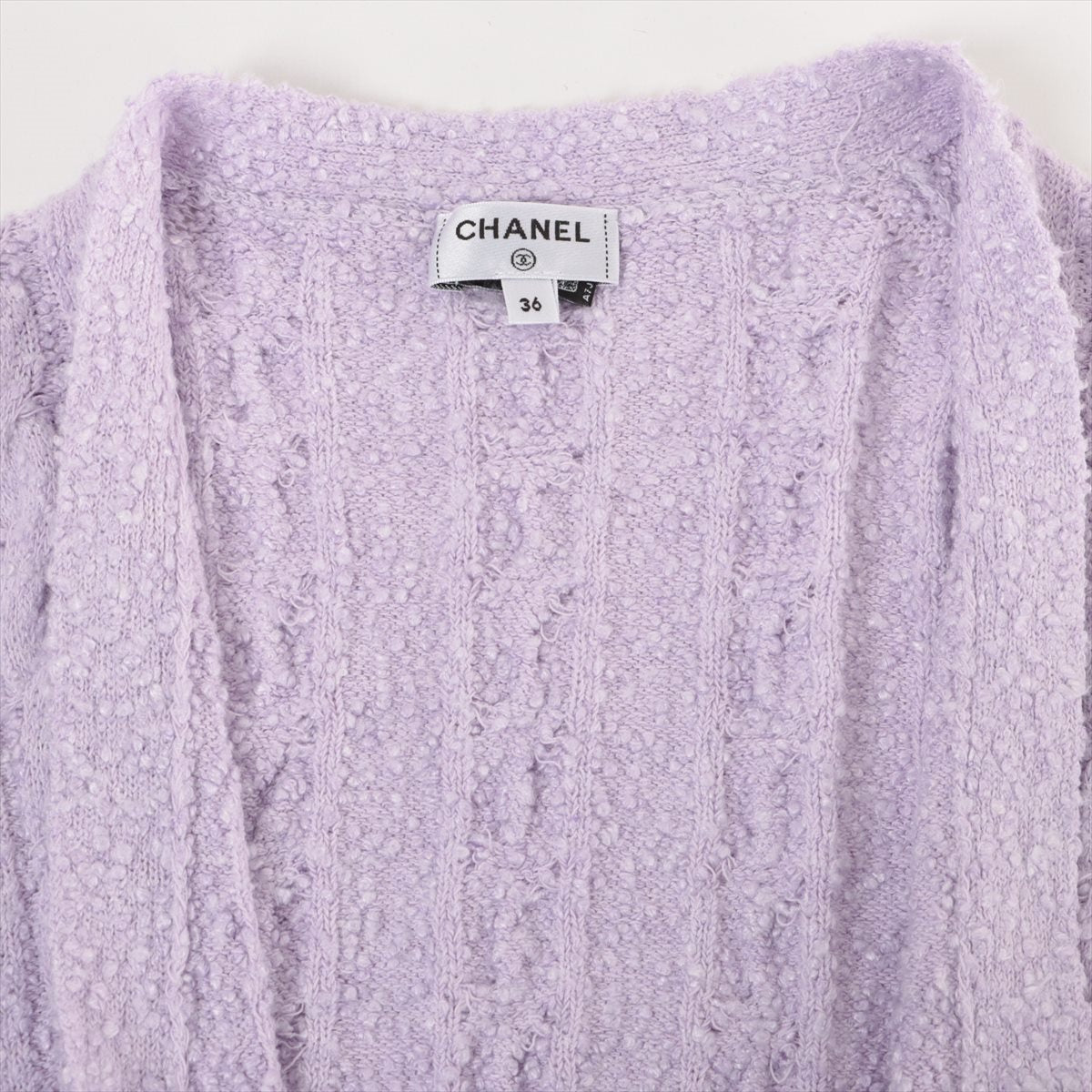 Chanel P72 Cotton & Rayon Cardigan 36 Ladies' Purple  Lion button