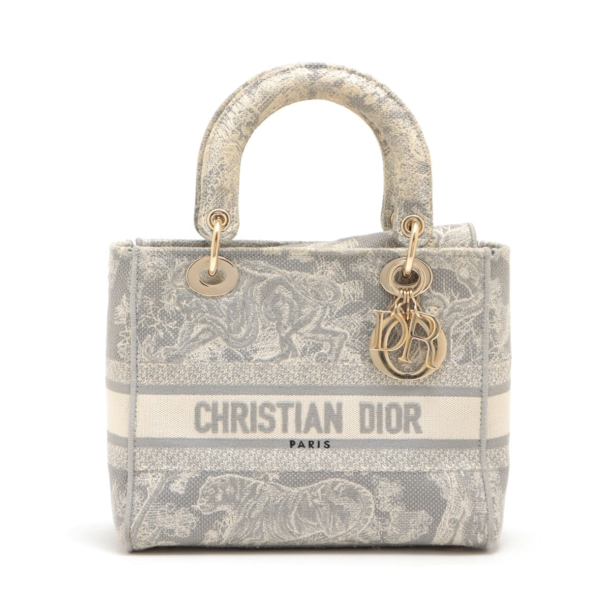 Christian Dior Lady Dee light canvas 2 Way Handbag Grey