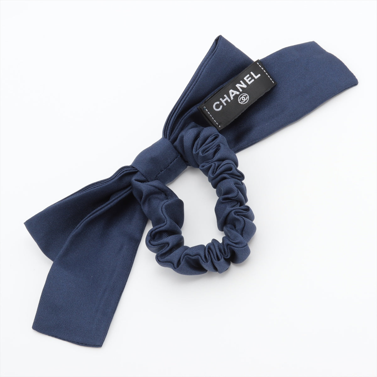 Chanel Logo 23S Scrunchie Silk Navy Blue