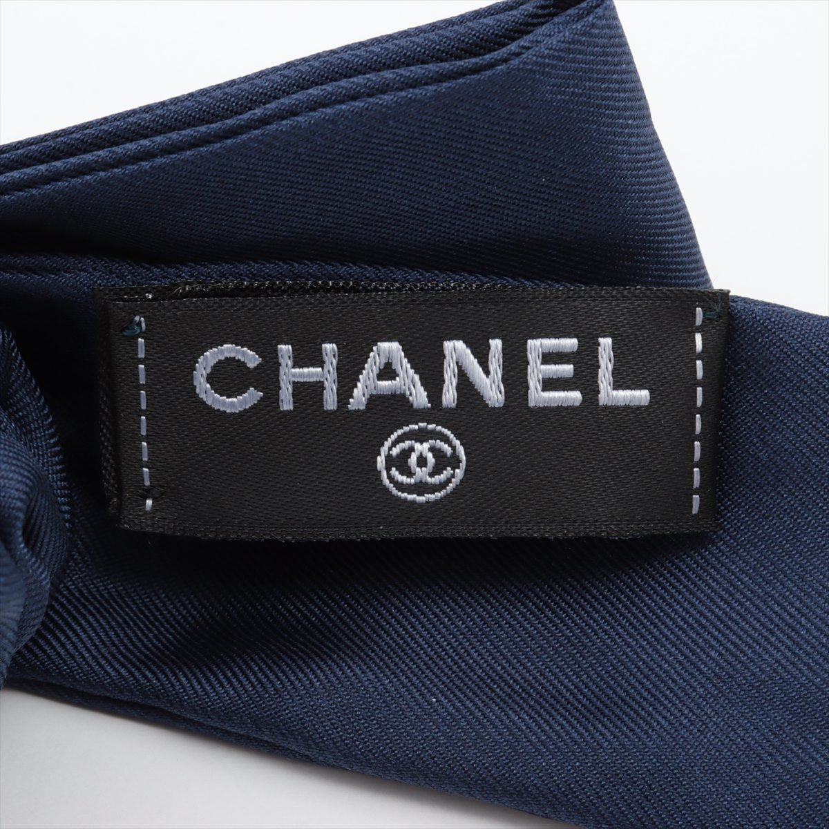 Chanel Logo 23S Scrunchie Silk Navy Blue